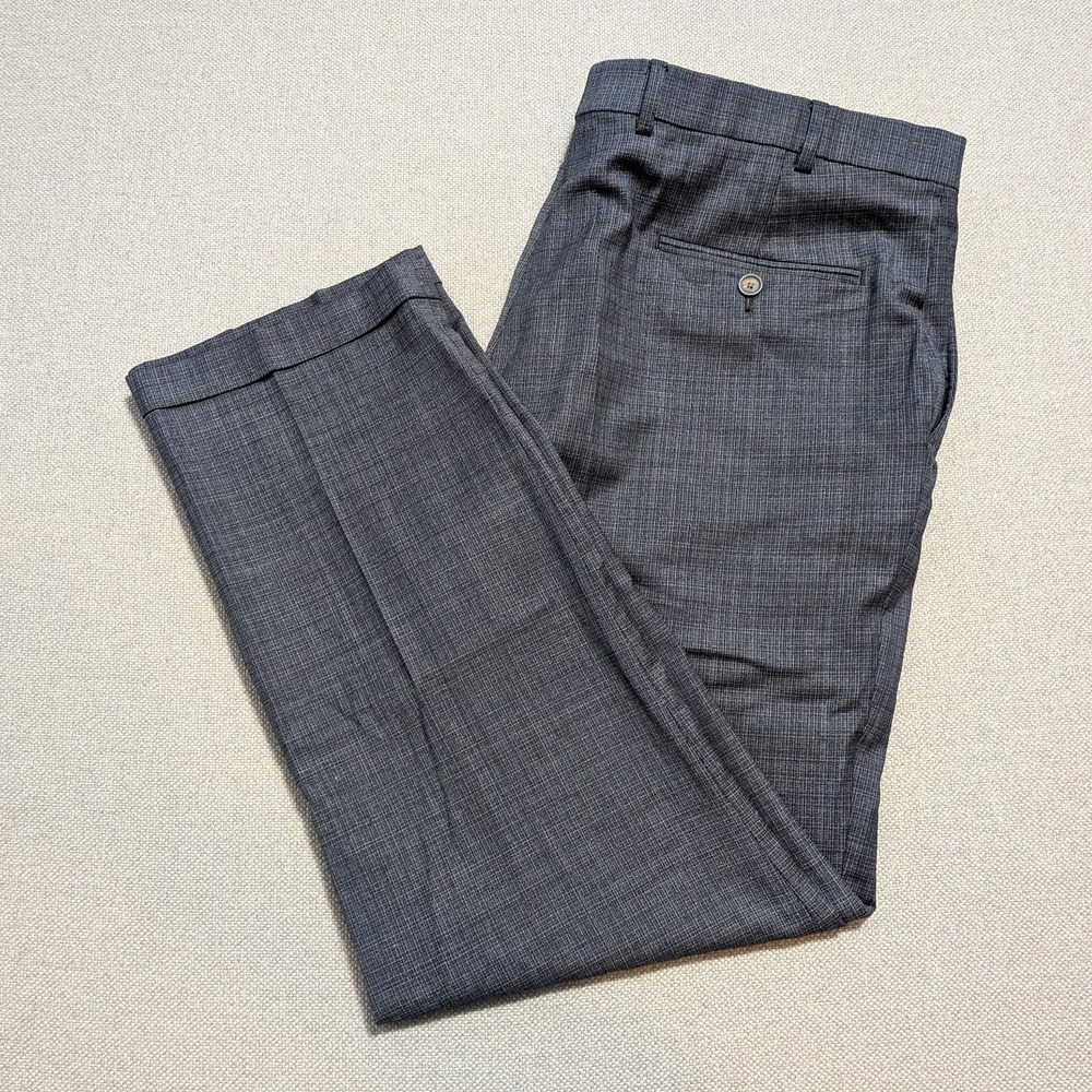 Hart Schaffner Marx Mens Pants Gray 38x30 Wool Blend Classic Melange 38R Stretch